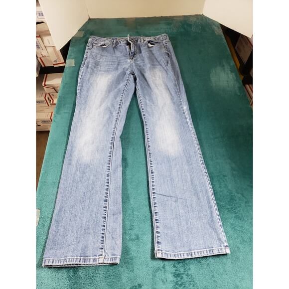 Mossimo Jeans Size 8 Womens Blue Stretch Denim Pants Ladies Mid Rise Bootcut - Picture 1 of 11